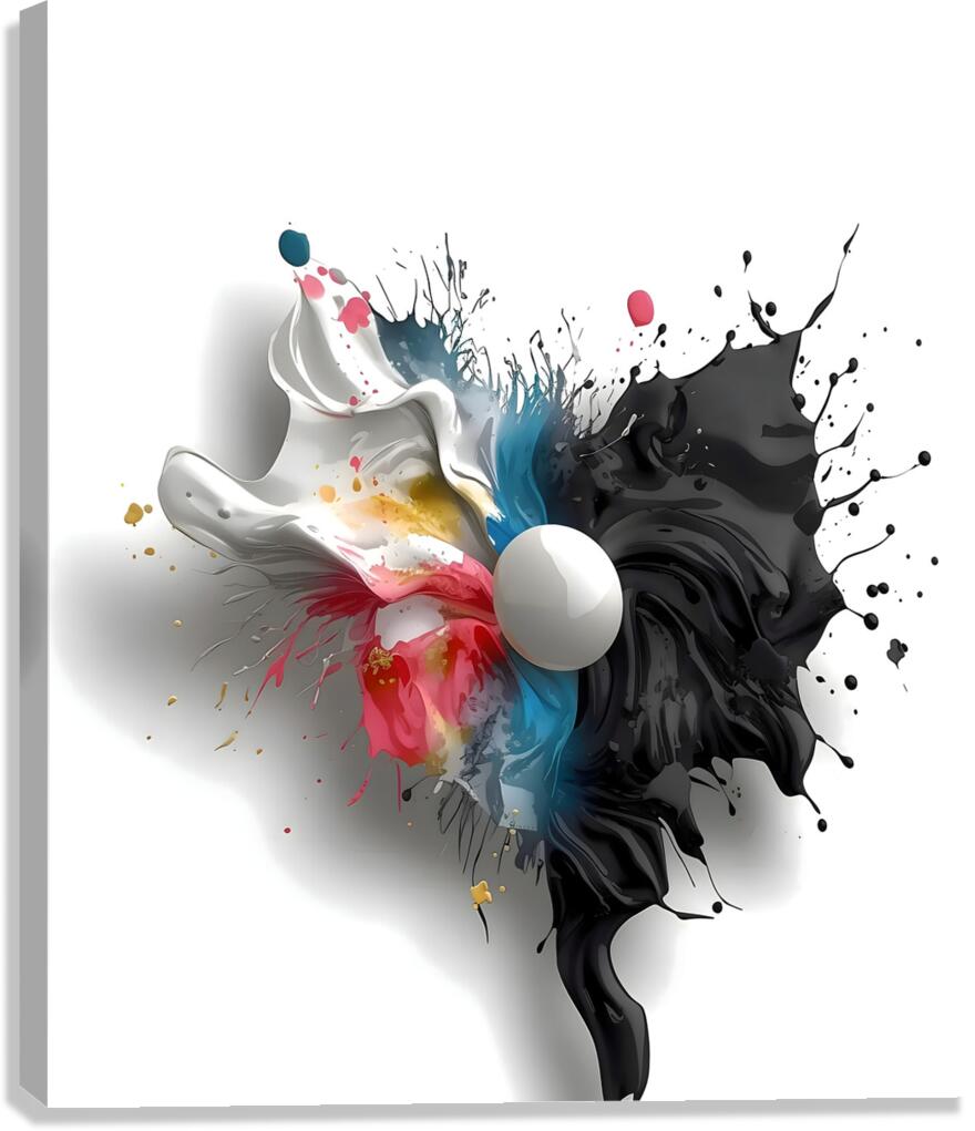 Contrast Singularity – High-Impact Paint Splash Abstract Canvas Print