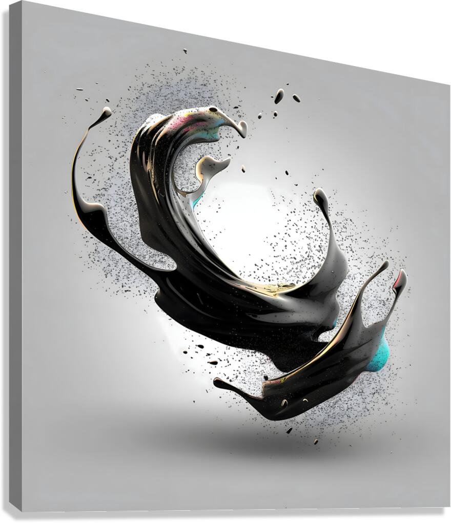 Orbiting Ink – Fluid Monochrome Motion Print Canvas Print