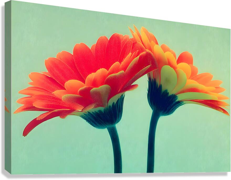 Sunlit Gerberas – Modern Botanical Art Print Canvas Print