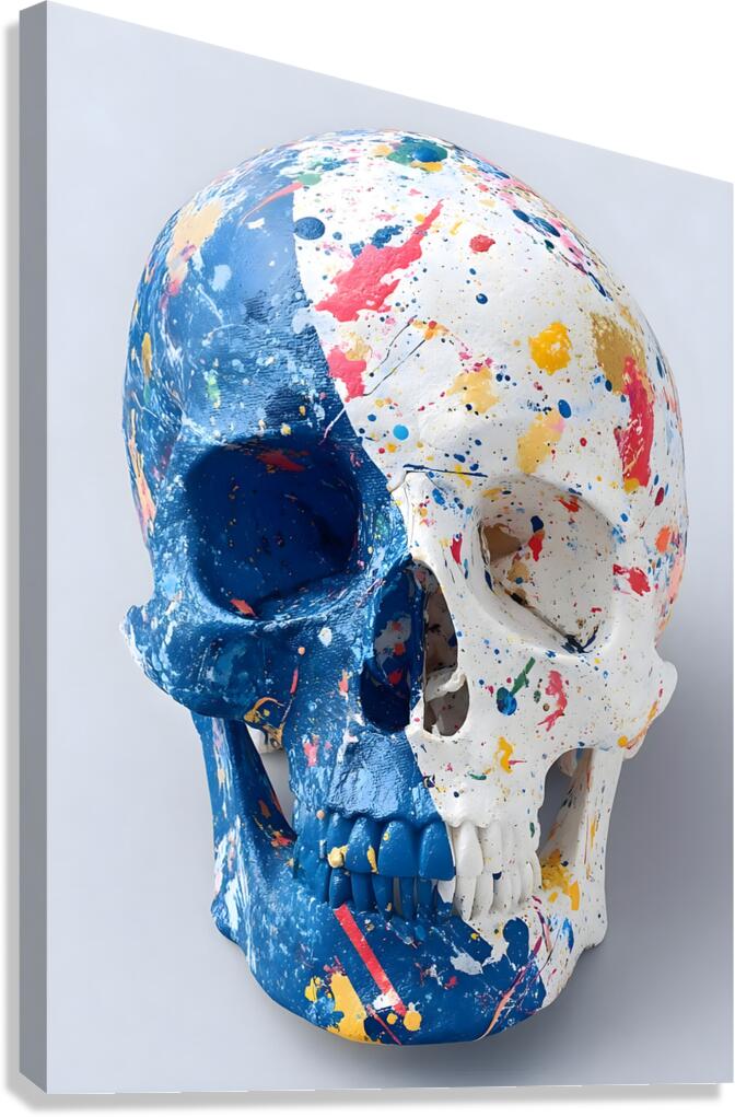 Indigo Soul – Blue and White Skull Print Canvas Print