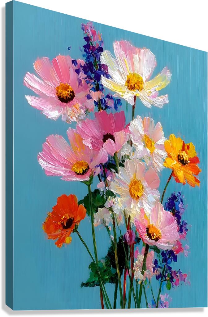Color Study in Bloom – Abstract Floral Vase Print Canvas Print