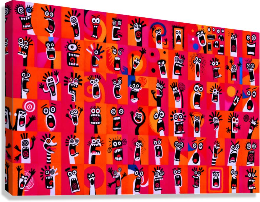 Wall of Screams – Pop Art Faces Print Canvas Print