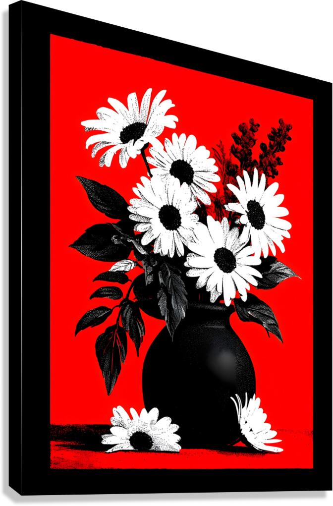 Noir Daisies – Pop Contrast Floral Print Canvas Print