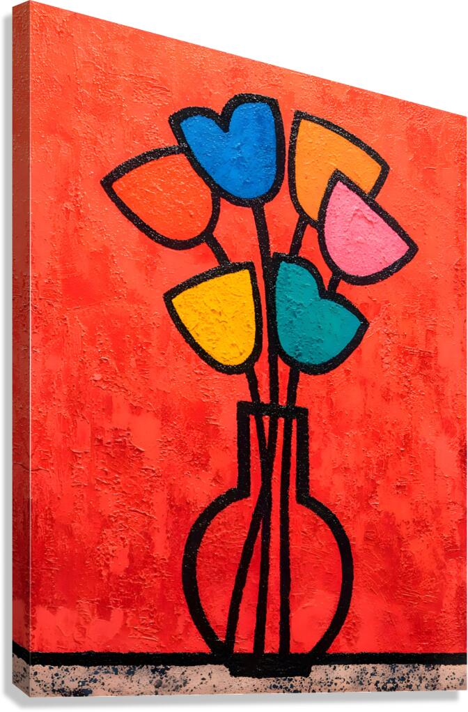 Tulip Pop – Retro Floral Outline Print Canvas Print