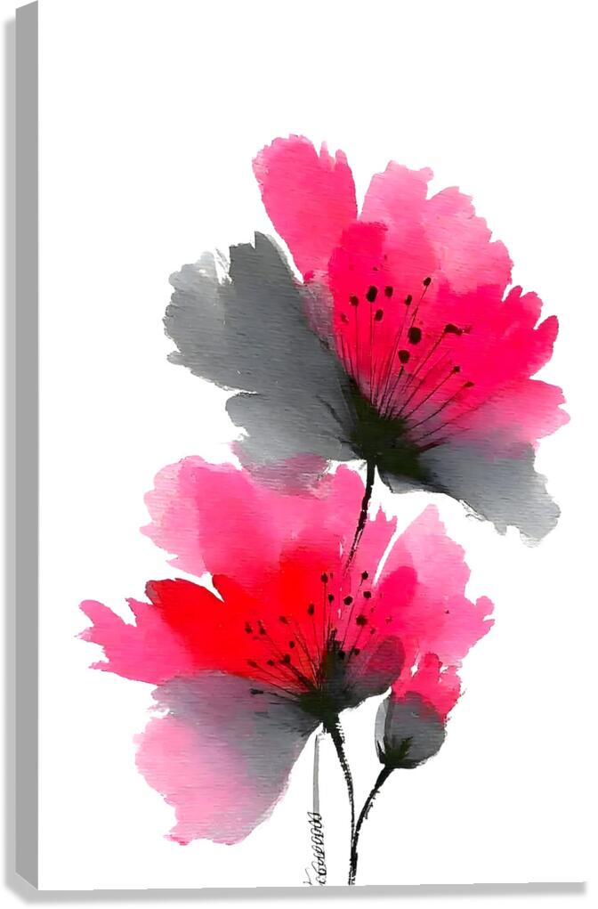 Crimson Petal Mist – Modern Watercolor Floral Print Canvas Print