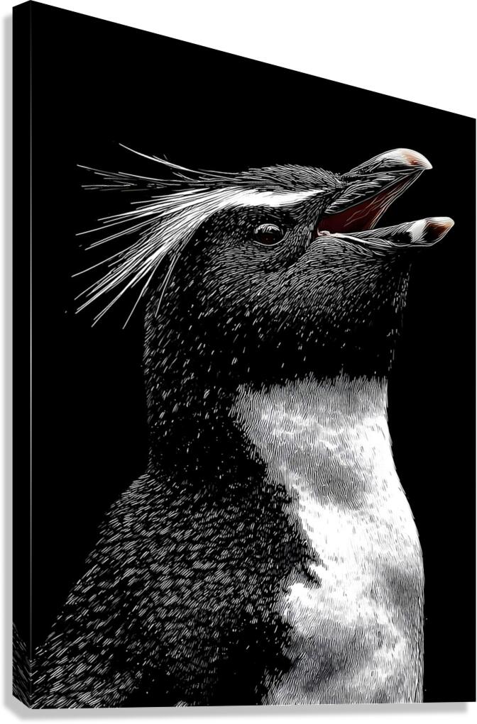 Cry of the Rockhopper – Modern Wildlife Print Canvas Print
