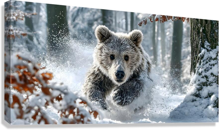 Frost Runner – Winter Bear Print Canvas Print