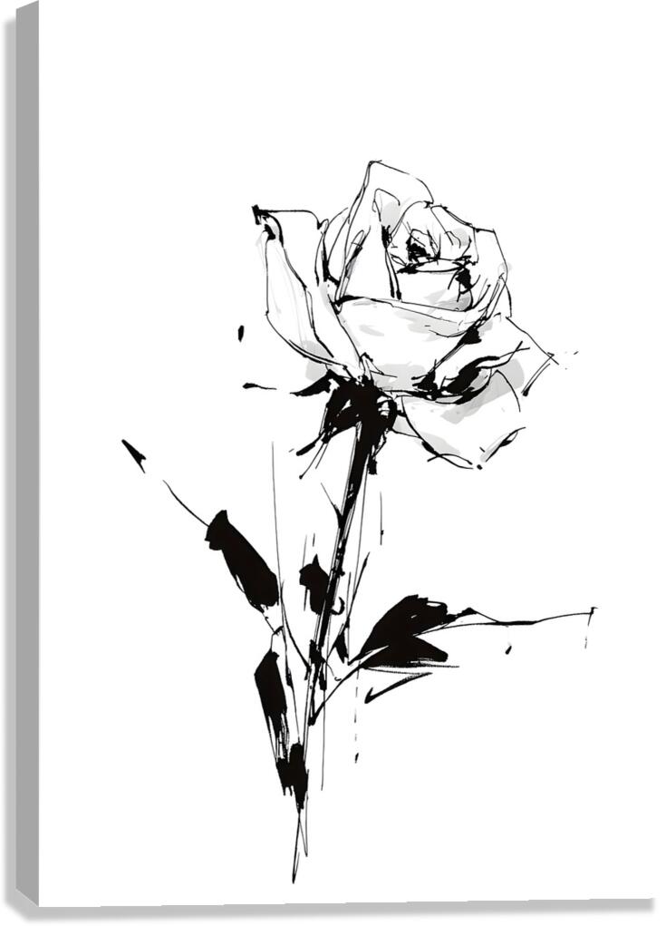 Sketch Rose – Minimalist Botanical Print Canvas Print