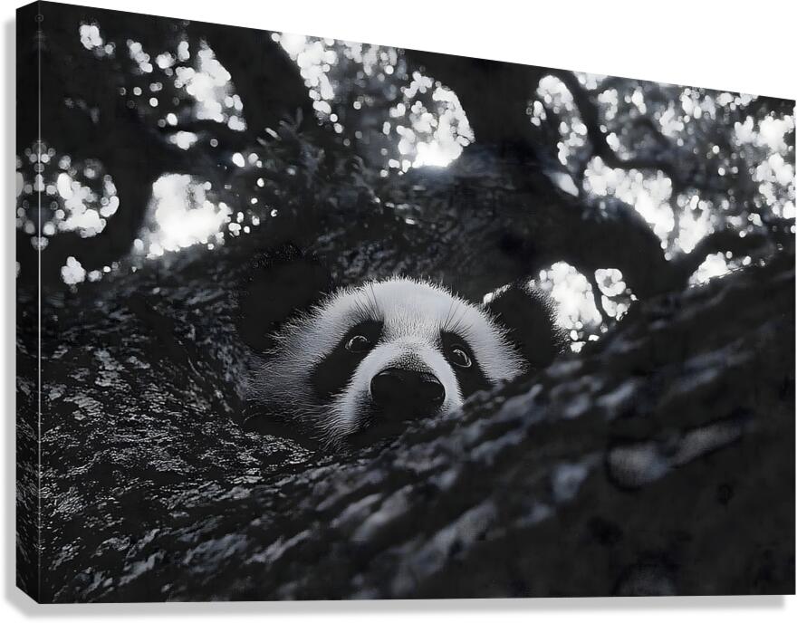 Peek-A-Boo – Panda Portrait Print Canvas Print