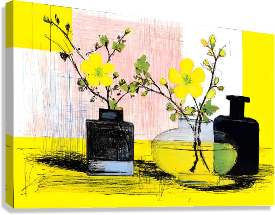 Lemonlight Botanicals – Mid-Century Floral Still Life Print Canvas Print