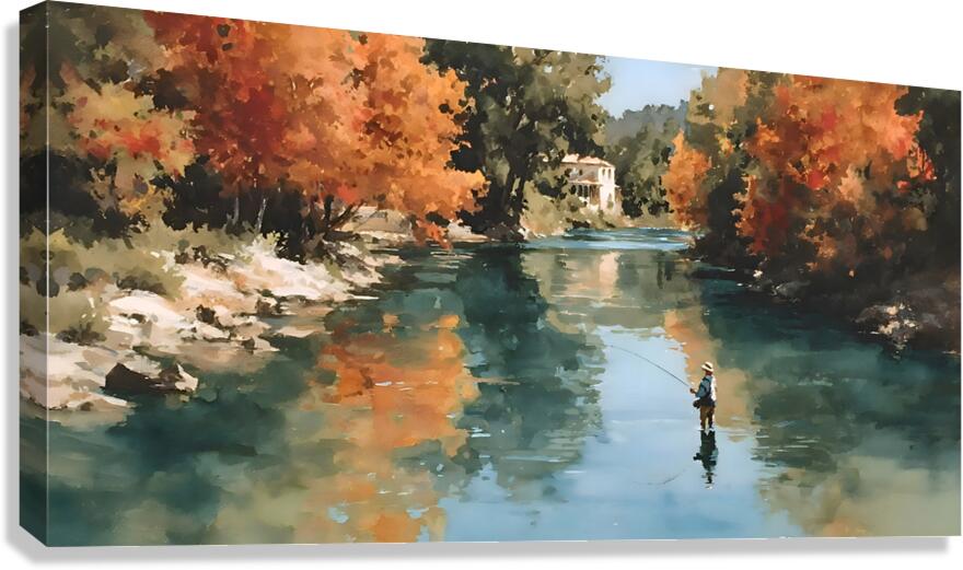 Autumn Drift - River Fly Fishing Print Canvas Print