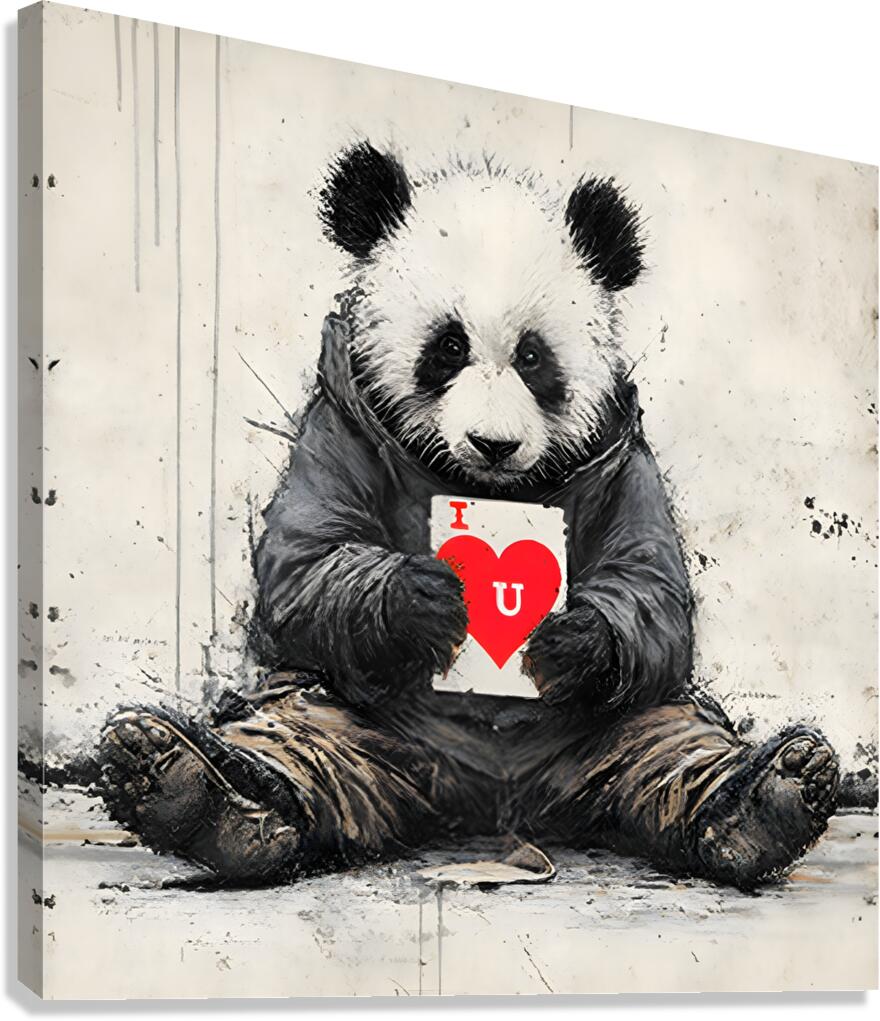 Street Panda – I Love You Print Canvas Print