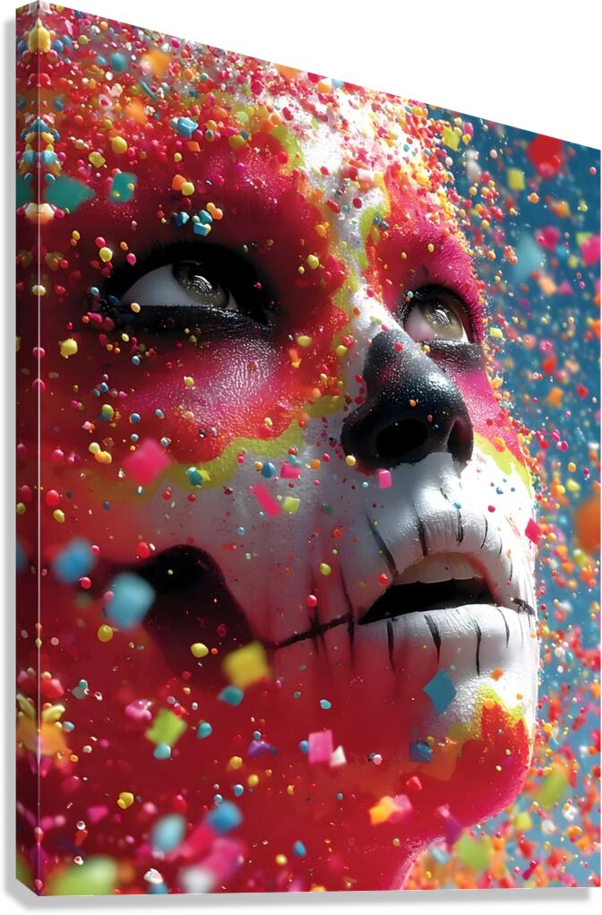 Crimson Skull – Abstract Sugar Skull Art Print Canvas Print