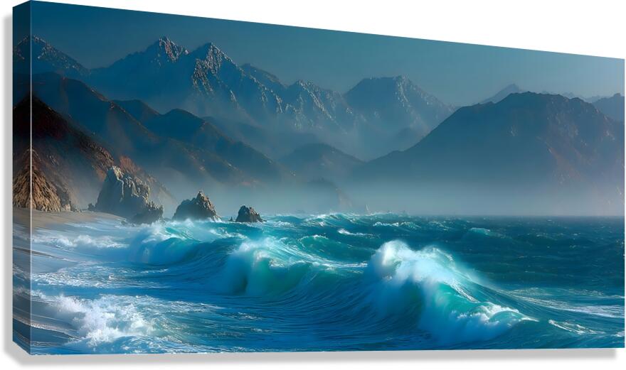 Sapphire Break – Crashing Ocean Wave Art Print Canvas Print