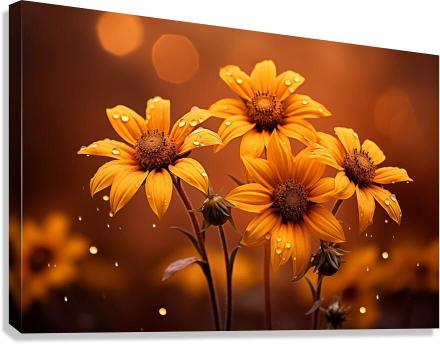 Golden Hour Daisies – Warm Botanical Art Print Canvas Print