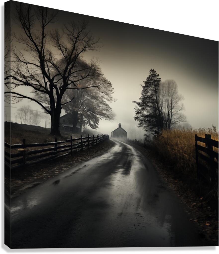 After the Rain – Moody Country Road Print Canvas Print