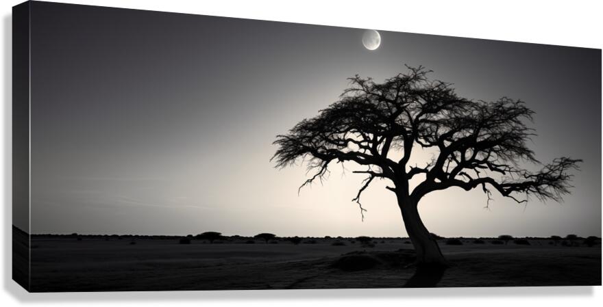 Lone Acacia – Minimalist Tree Landscape Print Canvas Print