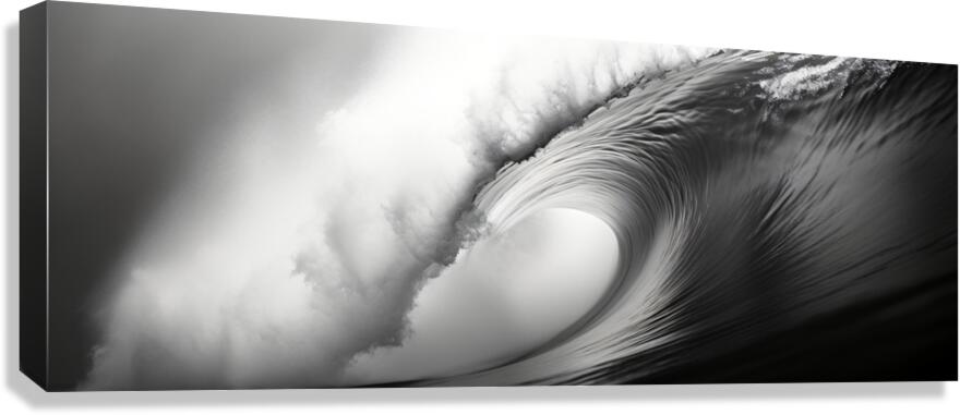 Vortex of Foam – Black & White Wave Print Canvas Print