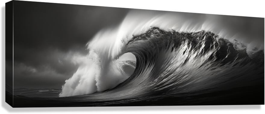 Gale Crest – Monochrome Seascape Panorama Print Canvas Print