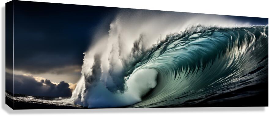 Aqua Requiem – Panoramic Ocean Wave Print Canvas Print