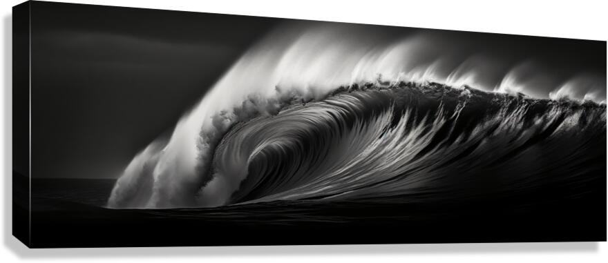 Tempest Curve – Black & White Ocean Wave Print Canvas Print