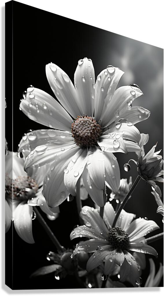 Bloomed Affinity – Monochrome Daisy Duo Art Print Canvas Print