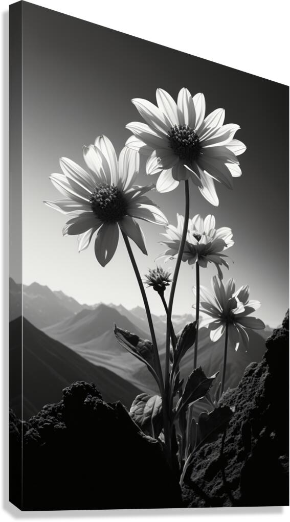 Soulful Blooms – Black & White Sunflower Art Print Canvas Print