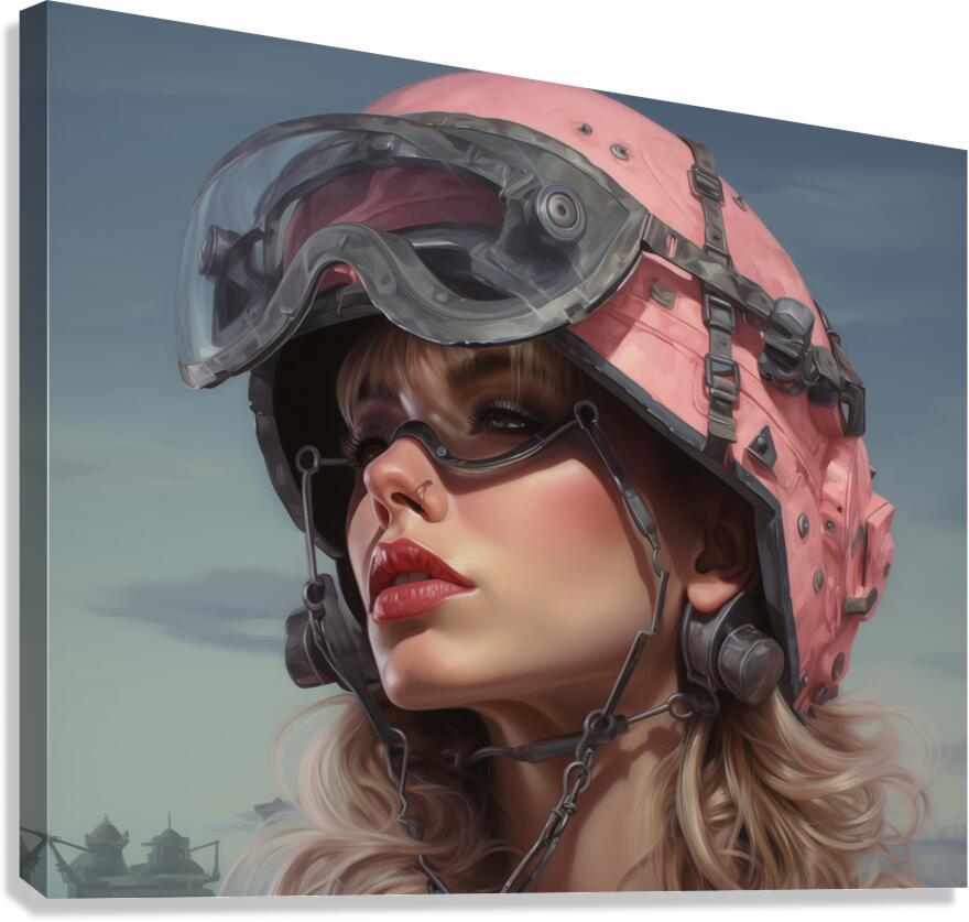 Woman Of War - Tactical Visor Portrait Art Prints Canvas Print