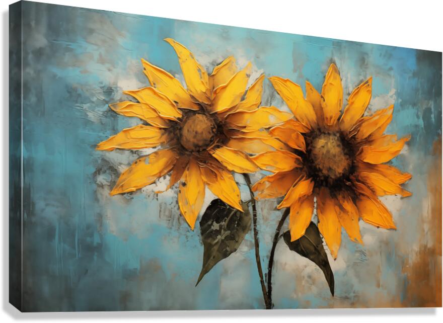 Allure - Sunflower Duo - Modern Floral Art Prints Canvas Print