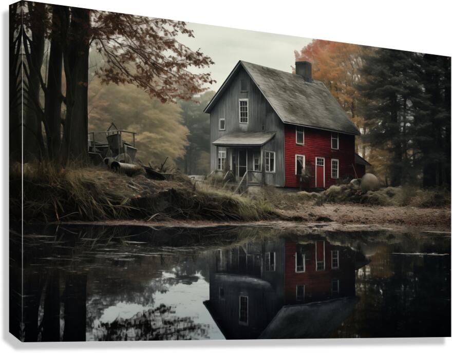 Farmhouse – Rustic Country Landscape Art Print Canvas Print