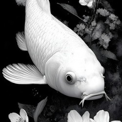 Purachina Ogon No Ketto プラチナ黄金の血統 - Platinum Ogon Bloodline - Japanese Koi Art Prints