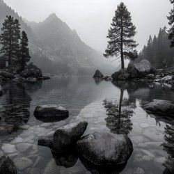 Still Water And Stones - Monochrome Landscape Art Prints