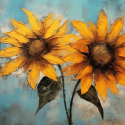 Allure - Sunflower Duo - Modern Floral Art Prints