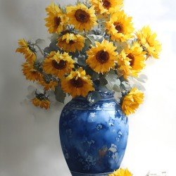 Eclat De Tournesols - Burst Of Sunflowers - Sunflower Vase Art Prints