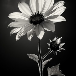 The Grace of Golden Hours – Monochrome Floral Art Print
