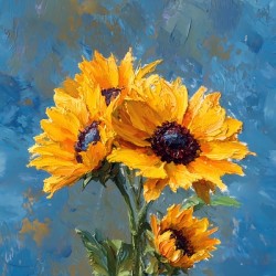 Ciel Baigne De Soleil - Sun-Kissed Sky - Sunflower Portrait Art Prints