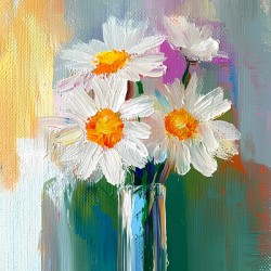 Marguerites Du Dimanche Matin - Daisies On Sunday Morning - Floral Vase Art Prints