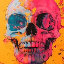 Uninhibited - Neon Skull Portrait Art Prints