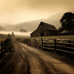 Country Road Reverie – Vintage Sepia Landscape Print