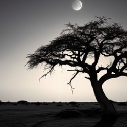 Lone Acacia – Minimalist Tree Landscape Print