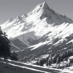 Winter In The Valley - Monochrome Landscape Art Prints