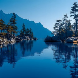 Stillness Between The Pines - Mountain Lake Landscape Art Prints