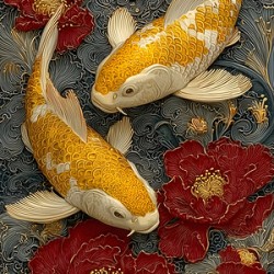 Seinaru Kin No Takara 聖なる金の宝 - Sacred Golden Treasure - Koi Pond Art Prints