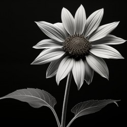 Quiet Majesty – Monochrome Sunflower Study Print
