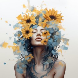 Beautiful Arrangement – Botanical Headpiece Portrait Art Print