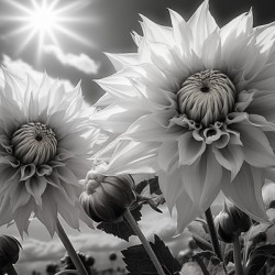 Silver Petals – Black & White Daisy Art Print