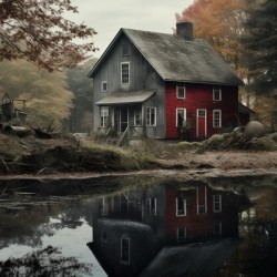 Farmhouse – Rustic Country Landscape Art Print