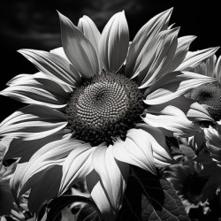 Golden Accent – Part-Color Sunflower Study Print