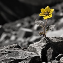 Resilient Heart – Yellow Flower Among Stones Print