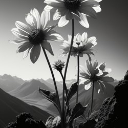 Soulful Blooms – Black & White Sunflower Art Print